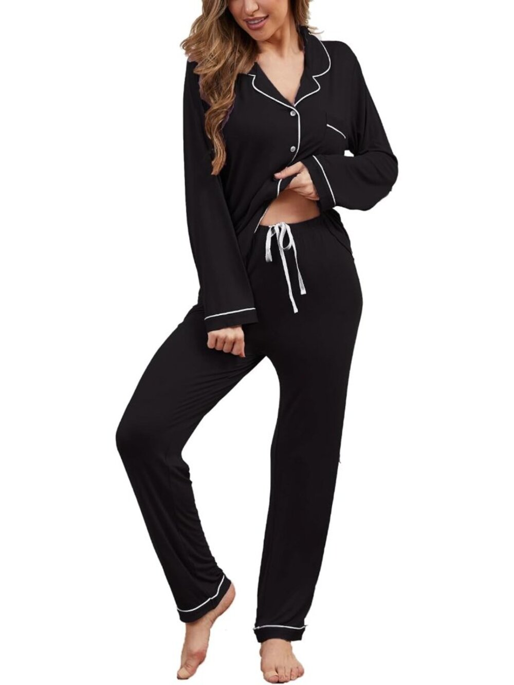 Cozy Button-Up Pajamas for Women | Long Sleeve Soft Sleepwear Set XS-XXL